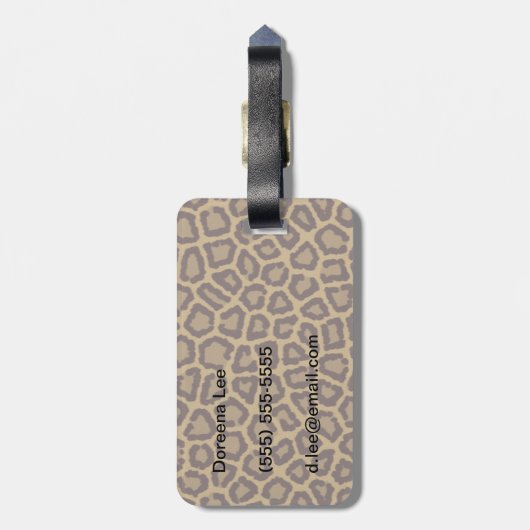 Étiquette À Bagage arrière - plan en tuiles avec fourrure de léopard (Dos Vertical)
