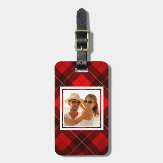 Étiquette À Bagage Arrière - plan fait sur commande de tartan de (Devant Vertical)