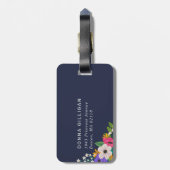 Étiquette À Bagage Arrière - plan floral vibrant de blanc de motif (Dos Vertical)