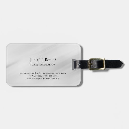Étiquette À Bagage Arrière - plan gris élégant Plain simple professio (Devant horizontal)