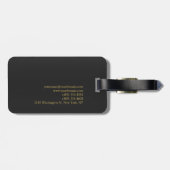 Étiquette À Bagage Arrière - plan moderne Gris Script couleur or (Dos horizontal)