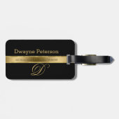 Étiquette À Bagage Arrière - plan noir avec bande d'or (Dos horizontal)