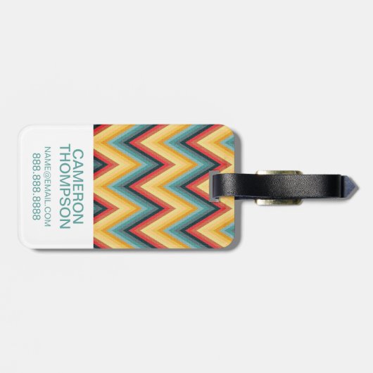Étiquette À Bagage Arrière - plan rayé 2 de zigzag fait sur commande (Dos horizontal)