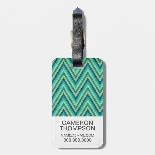 Étiquette À Bagage Arrière - plan rayé de zigzag fait sur commande de (Dos Vertical)
