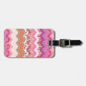 Étiquette À Bagage Arrière - plan rose de zigzag (Devant horizontal)
