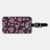 Étiquette À Bagage Arrière - plan rose floral (Devant horizontal)