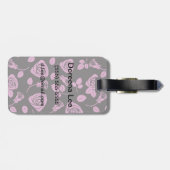 Étiquette À Bagage Arrière - plan rose floral (Dos horizontal)