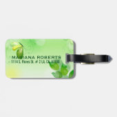 Étiquette À Bagage Arrière - plan vert printemps avec papillon (Dos horizontal)