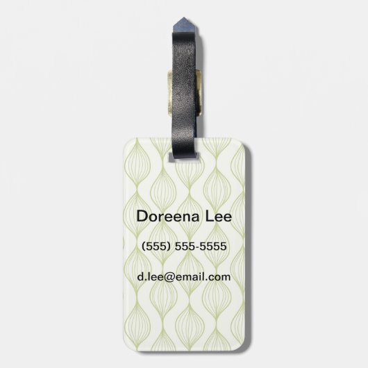 Étiquette À Bagage Arrière - plan vertical vert de motif d'ogee (Dos Vertical)