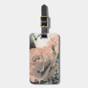 Étiquette À Bagage arrière - plan vintage floral d'art avec rose pâle