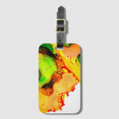 Étiquette À Bagage art Abstrait alcool encre jaune vert (Devant Vertical)