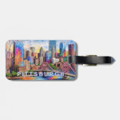 Étiquette À Bagage Art Abstrait de Pittsburgh Skyline (Dos horizontal)