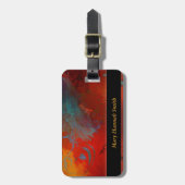 Étiquette À Bagage Art abstrait grunge de Digitals de rouge, d'Aqua (Devant Vertical)