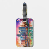 Étiquette À Bagage Art Abstrait Miami Skyline (Dos Vertical)