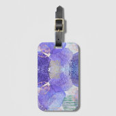 Étiquette À Bagage Art abstrait moderne bleu et violet (Devant Vertical)