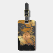 Étiquette À Bagage Art abstrait moderne peinture cuivre or monogramme (Devant Vertical)