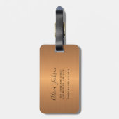 Étiquette À Bagage Art abstrait moderne peinture cuivre or monogramme (Dos Vertical)