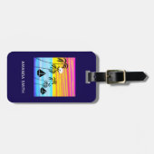 Étiquette À Bagage Art Abstrait Moderne Tropical Sunset Sailing (Devant horizontal)