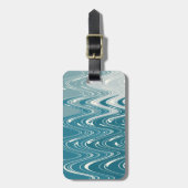 Étiquette À Bagage Art Abstrait moderne "Waves" Design en Blue Ombre (Devant Vertical)