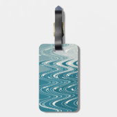 Étiquette À Bagage Art Abstrait moderne "Waves" Design en Blue Ombre (Dos Vertical)