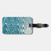 Étiquette À Bagage Art Abstrait moderne "Waves" Design en Blue Ombre (Dos horizontal)