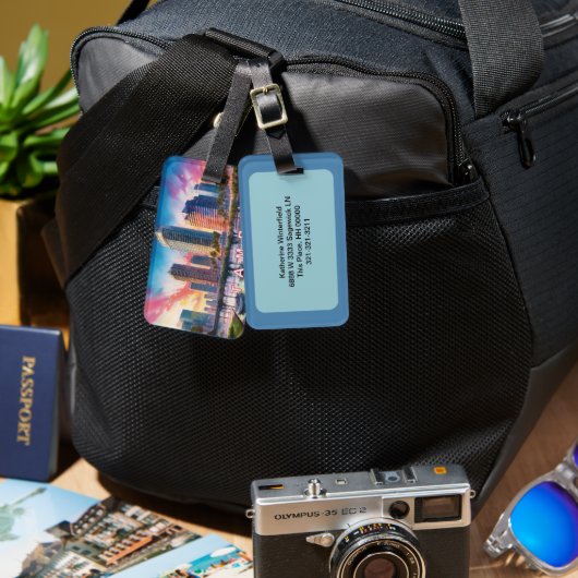 Étiquette À Bagage Art Abstrait Tampa Skyline (Recto & Verso)