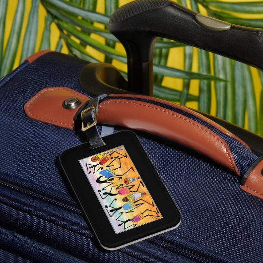 Étiquette À Bagage Art africain Danseurs Abstraits fantastiques (Insitu Rectoal 1)