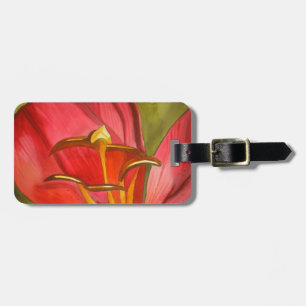 Étiquette À Bagage Art aquarelle de fleur de lis alerte rouge