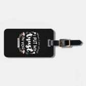 Étiquette À Bagage Art chrétien floral foncé - Psaume 56:3 (Devant horizontal)