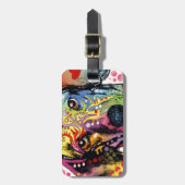 Étiquette À Bagage art coloré de teckel (Devant Vertical)