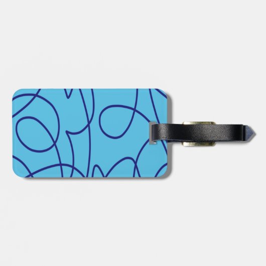 Étiquette À Bagage Art contemporain en bleu (Dos horizontal)