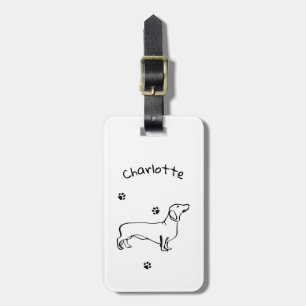 Étiquette À Bagage Art Dachshund Minimaliste - Votre texte, votre sty