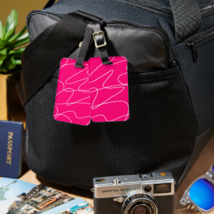 Étiquette À Bagage Art de ligne rose chaud