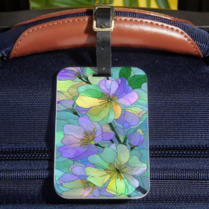 Étiquette À Bagage Art de vitrail floral Accessoire pastel