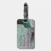 Étiquette À Bagage Art Déco Abstrait dans Emerald Green et Mauve (Dos Vertical)