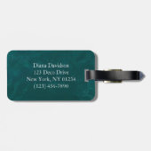 Étiquette À Bagage Art Deco Green and Gold Stripes Personalized (Dos horizontal)