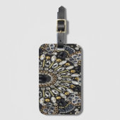Étiquette À Bagage art déco noir et or motif bohème (Devant Vertical)