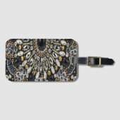 Étiquette À Bagage art déco noir et or motif bohème (Devant Horizontal)