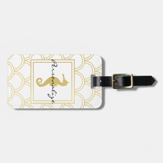 Étiquette À Bagage Art Déco Ocean Wave Patten Gold Parties scintillan (Devant horizontal)