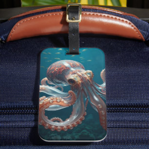 Étiquette À Bagage Art du poulpe en verre iridescent La vie des pro