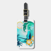 ÉTIQUETTE À BAGAGE ART DU SURF TROPICAL HAWAIIEN (Devant Vertical)