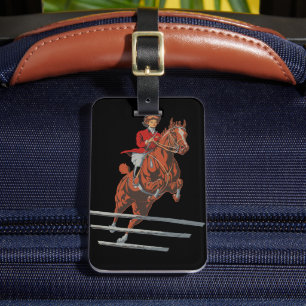 Étiquette À Bagage Art équestre féminin vintage de 1909, cavalier sau
