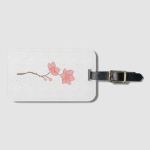 Étiquette À Bagage Art floral minimaliste rose Sakura fleur de cerisi