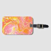 Étiquette À Bagage Art fluide rose et orange (Devant Horizontal)