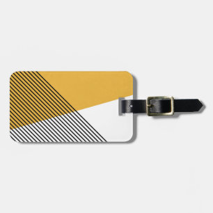 Étiquette À Bagage Art géométrique simple noir, blanc et jaune