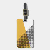Étiquette À Bagage Art géométrique simple noir, blanc et jaune (Devant Vertical)