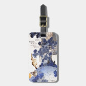 Étiquette À Bagage Art japonais bleu vintage (Devant Vertical)