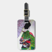 Étiquette À Bagage Art japonais Geisha avec kimono et parapluie (Devant Vertical)