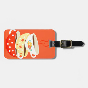 Étiquette À Bagage Art lunatique vintage de tasses de thé de rétro