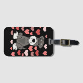 Étiquette À Bagage Art mignon de motif de chien et de coeurs de (Devant Horizontal)